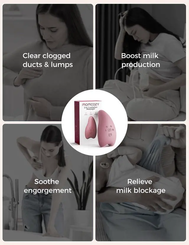 Alt view image 2 of 7 - A1Pro Lactation Massager with Heat, Deep Vibration, Cozy Red, 1PCS
