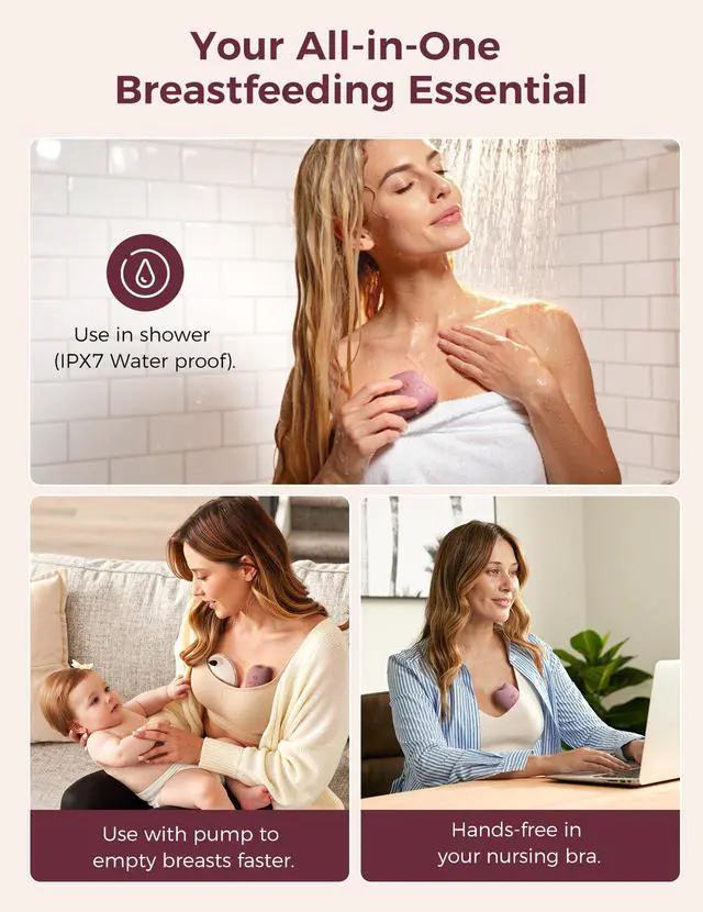 Alt view image 7 of 7 - A1Pro Lactation Massager with Heat, Deep Vibration, Cozy Red, 1PCS