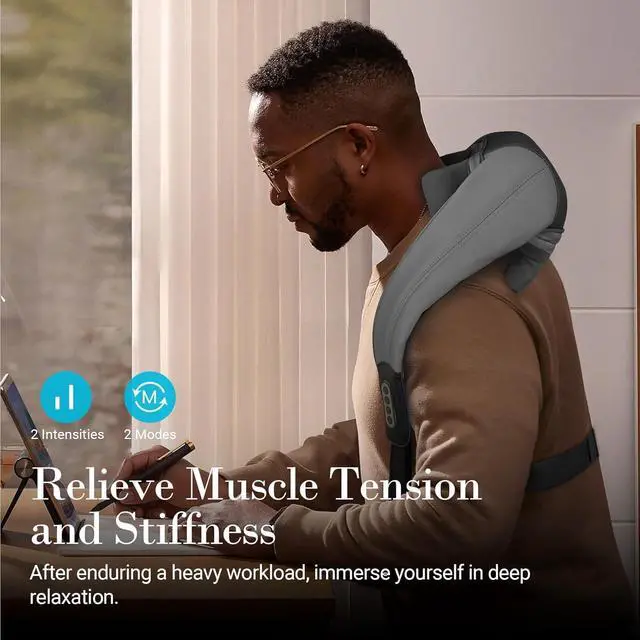Alt view image 6 of 6 - Cordless Neck and Shoulder Massager with Heat for Pain Relief Deep Tissue