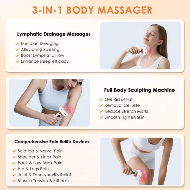 Alt view image 3 of 7 - 4-in-1 Lymphatic Drainage Massager Anti Cellulite Body Sculpting Device