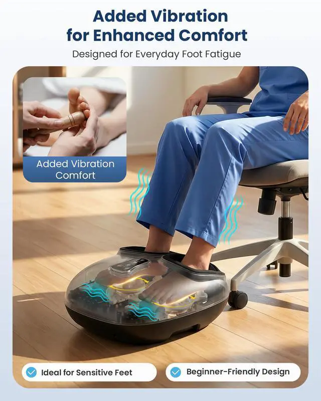Alt view image 5 of 7 - 2026 Shiatsu Foot Massager with Fast Heat, Kneading Rolling Compression, Extra Vibration, FSA Eligible HSA Store, Plantar Fasciitis,Neuropathy Pain, Bigger Size 13IN, Gift for Men,Women