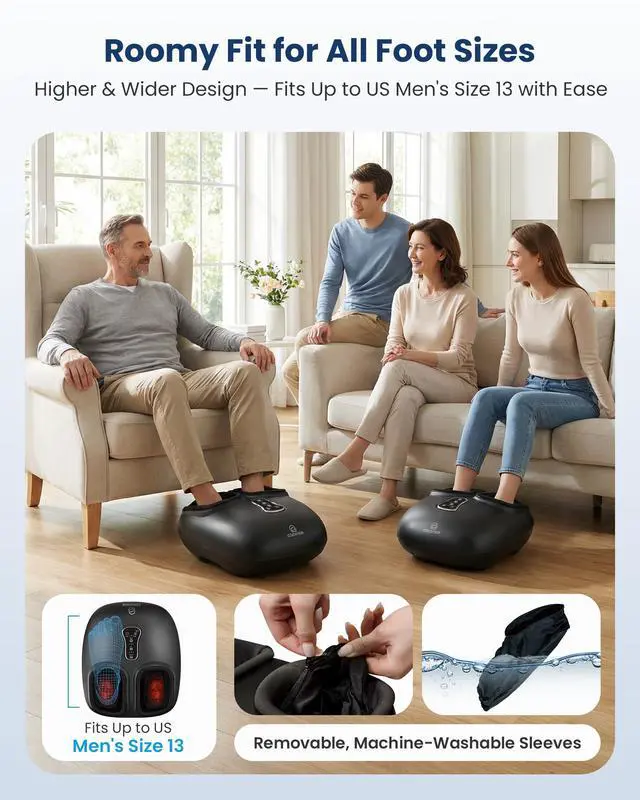 Alt view image 6 of 7 - 2026 Shiatsu Foot Massager with Fast Heat, Kneading Rolling Compression, Extra Vibration, FSA Eligible HSA Store, Plantar Fasciitis,Neuropathy Pain, Bigger Size 13IN, Gift for Men,Women