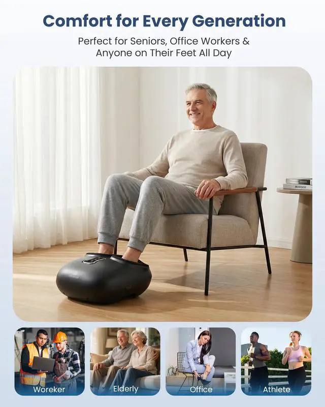Alt view image 7 of 7 - 2026 Shiatsu Foot Massager with Fast Heat, Kneading Rolling Compression, Extra Vibration, FSA Eligible HSA Store, Plantar Fasciitis,Neuropathy Pain, Bigger Size 13IN, Gift for Men,Women