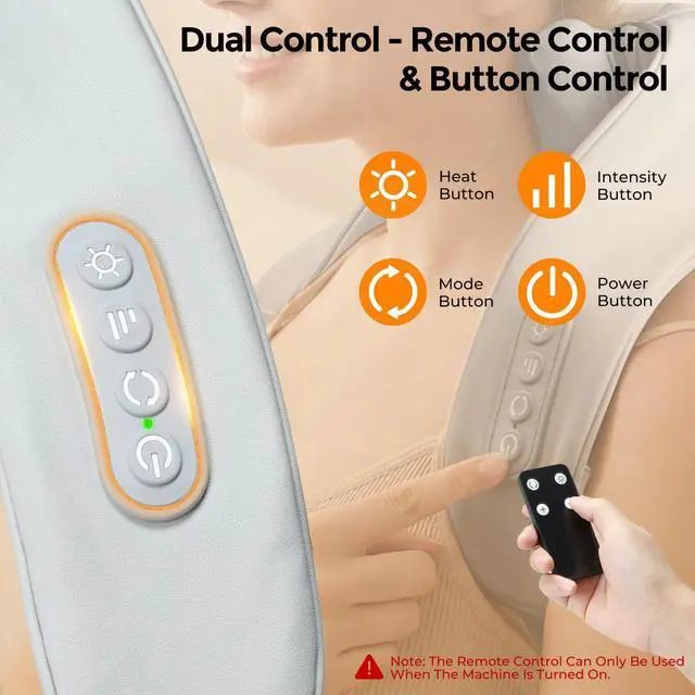Alt view image 2 of 7 - Cordless Neck Massager with Heat,6D Shiatsu Remote Control for Pain Relief