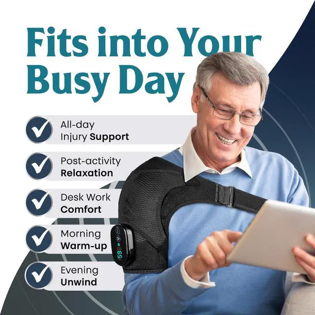 Alt view image 2 of 7 - ShoulderRestore 2-in-1 Shoulder Heating Pad with Rechargeable Massager
