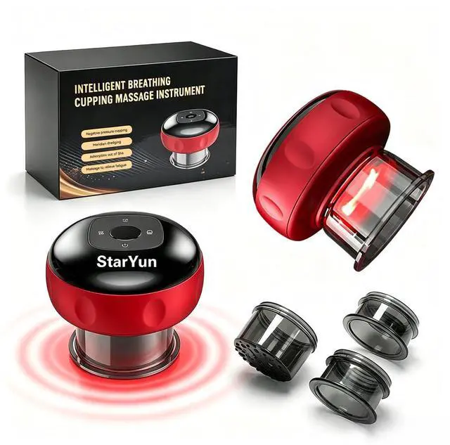 Main image of Electric Cupping Set 2-Pack, Dual Vacuum Suction Body Massagers with Red Light & Heat Therapy, 60kPa Stronger Suction, 12 Levels, for Neck Shoulder Back Muscle Pain Relief (Black 2 Pack)