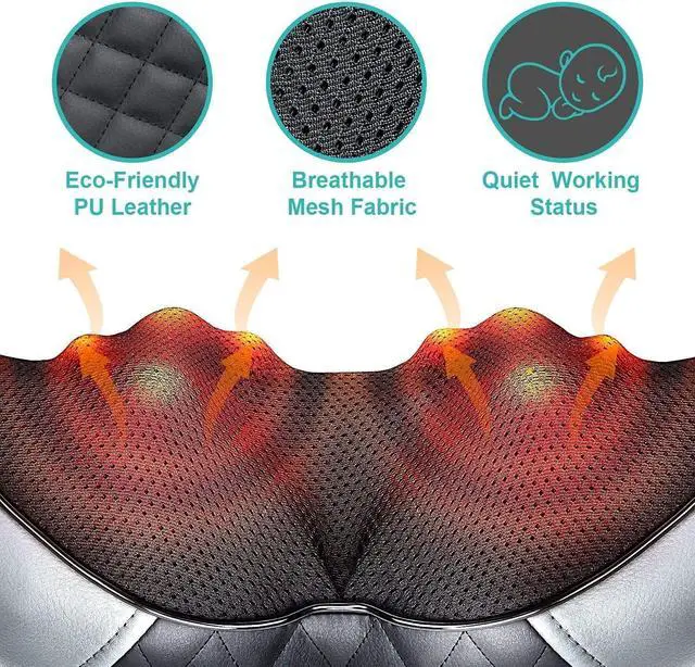 Alt view image 3 of 6 - Neck Massager - Portable Electric Shiatsu Back Massage Device with Heat, Deep Tissue 3D Kneading Pillow for Muscle Pain Relief, Valentines Day Gifts - Includes Carry Bag (No Battery)