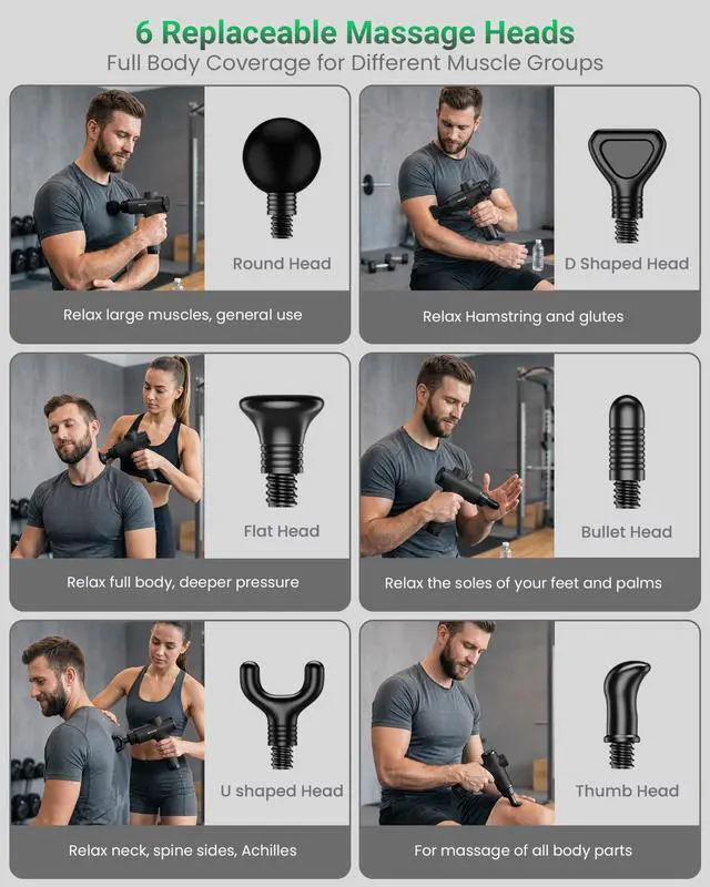 Alt view image 5 of 7 - Massage Gun, Deep Tissue Percussion Massager 30 Speeds for Pain Relief