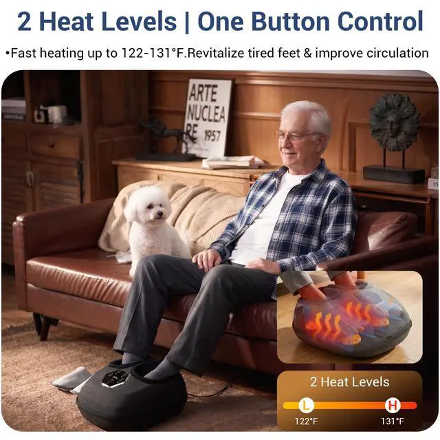 Alt view image 3 of 7 - Shiatsu Foot Massager with Heat & Deep Kneading, Gift for Dad Mom