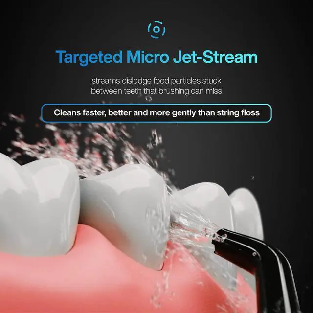 Alt view image 3 of 7 - Aqua Flosser PRO | Professional Water Flosser with Large Capacity Reservoir | Oral Irrigator w/ 2 Modes, 10 Levels of Water Pressure, 4 Included Tips | Sleek & Compact