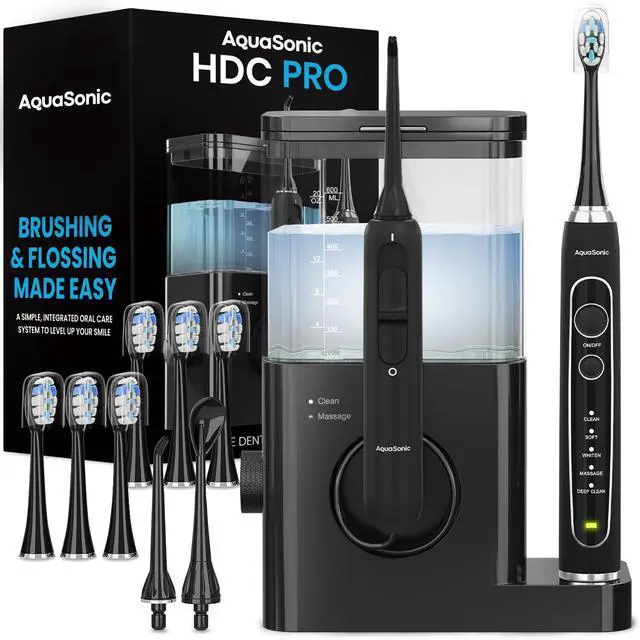 Main image of Home Dental Center PRO Brushing & Flossing Made Easy Brush & Floss Power Toothbrush & Water Flosser Whiter Teeth & Healthier Gums Black Series Pro+Oral Irrigator