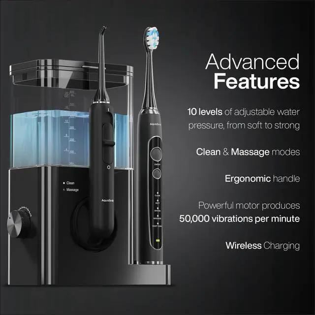 Alt view image 2 of 7 - Home Dental Center PRO Brushing & Flossing Made Easy Brush & Floss Power Toothbrush & Water Flosser Whiter Teeth & Healthier Gums Black Series Pro+Oral Irrigator