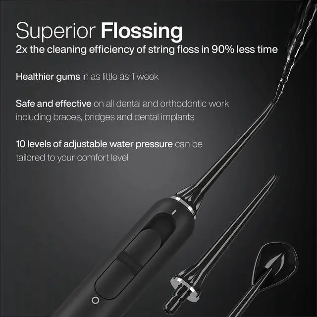 Alt view image 4 of 7 - Home Dental Center PRO Brushing & Flossing Made Easy Brush & Floss Power Toothbrush & Water Flosser Whiter Teeth & Healthier Gums Black Series Pro+Oral Irrigator