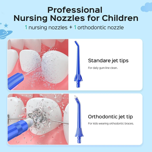 Alt view image 5 of 6 - COSLUS C31 Kids Water Dental Flosser, Safe & Gentle for Ages 6+, Red Blue | Safe & Gentle Cleaning, 4 Modes for Braces & Gums Care, Cordless Dental Pick, Portable for School & Travel, IPX7, BPA-Free