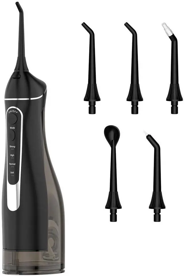 Main image of Cordless Portable Water Flosser with 300ML Tank: Rechargeable Oral Irrigator with 5 Tips for Travel, Braces Care and Sensitive Gums, IPX7 Waterproof Teeth Cleaning Device(C260Black)