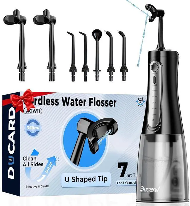 Main image of Cordless Water Flosser with U-Shaped Nozzle, 350ML Tank, 7 Jet Tips