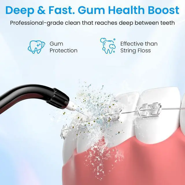 Alt view image 6 of 7 - Cordless Water Flosser with U-Shaped Nozzle, 350ML Tank, 7 Jet Tips