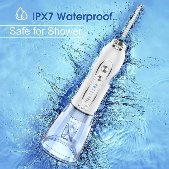 Alt view image 6 of 7 - Water Dental Flosser Portable Dental Oral Irrigator with 5 Modes, 6 Replaceable Jet Tips, Rechargeable IPX7 Waterproof Teeth Cleaner for Home and Travel -300ml Detachable Reservoir (HF-6)