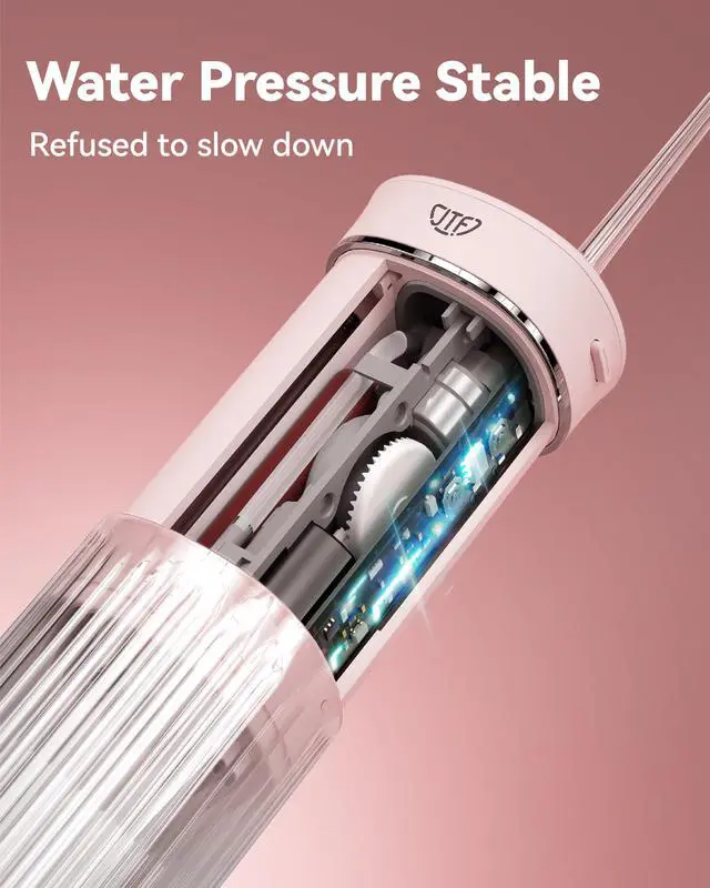 Alt view image 6 of 7 - Portable Water Flosser for Travel: Compact Mini Design, 3 Modes & 8 DIY Pressure Levels for Sensitive Teeth & Braces - with 5 Nozzles & Removable 230ml Tank, Cordless Oral Irrigator for On-The-Go