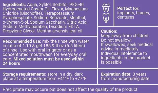 Alt view image 2 of 7 - Water Flosser Rinse, Solution, Additive & Mouthwash for Teeth Whitening Compatible with Waterpik & All Oral Irrigators, Concentrated, Gentle Peroxide, Alcohol Free, Mint, 16.9 fl oz