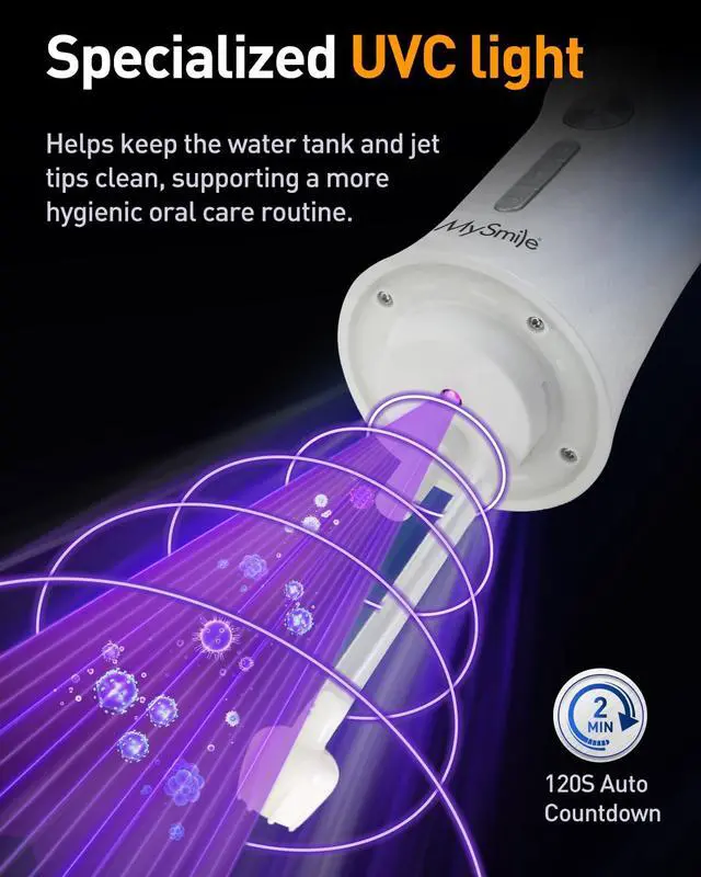 Alt view image 5 of 7 - LP221 Cordless Water Flossers for Teeth w/UVC Light & OLED Display