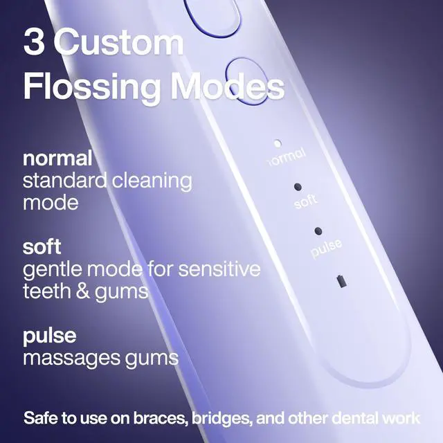 Alt view image 2 of 6 - Icon Water Flosser for Teeth Cordless Rechargeable Oral Irrigator Waterproof, Portable Dental Cleaning with Jet Tip Braces Home Travel - Lilac