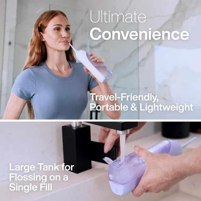 Alt view image 5 of 6 - Icon Water Flosser for Teeth Cordless Rechargeable Oral Irrigator Waterproof, Portable Dental Cleaning with Jet Tip Braces Home Travel - Lilac