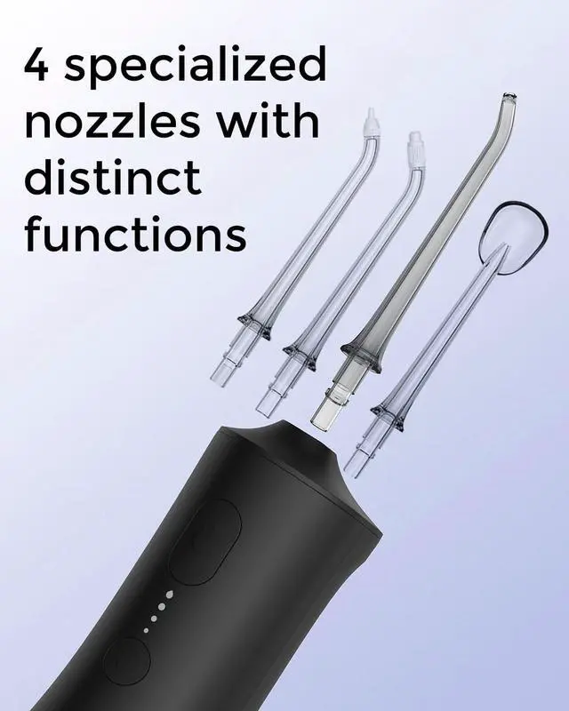 Alt view image 6 of 7 - 4-Mode Cordless Oral Irrigator, 300ML Portable Water Flosser, IPX7 Waterproof Rechargeable Dental Flosser for Home Travel, Black with 4 Replacement Tips