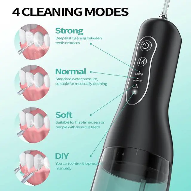 Alt view image 3 of 7 - L5 Water Flosser for Teeth, Cordless Oral Irrigator for Braces, Sensitive Gums & Dental Care, DIY Adjustable Pressure, 4 Modes & 5 Jet Tips, 40-Day Battery Water Dental Pick for Home Travel
