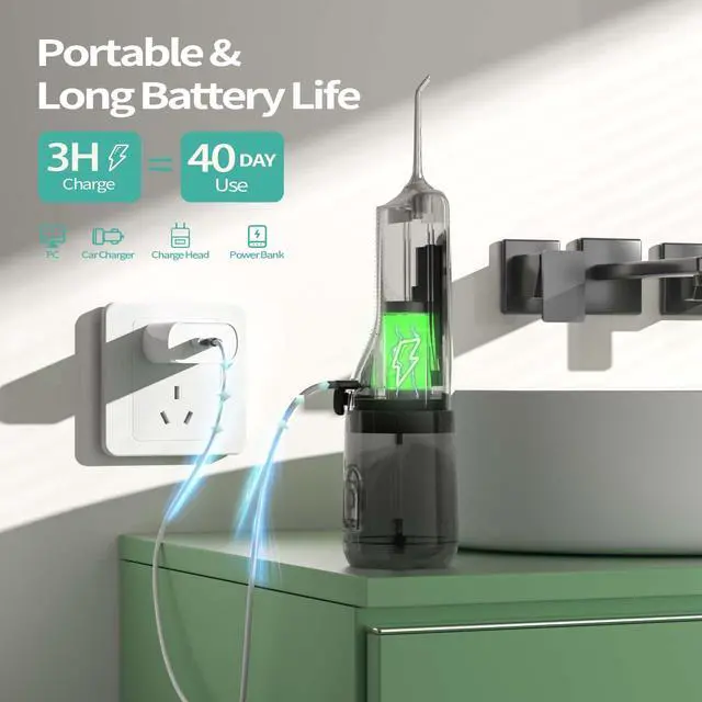 Alt view image 5 of 7 - L5 Water Flosser for Teeth, Cordless Oral Irrigator for Braces, Sensitive Gums & Dental Care, DIY Adjustable Pressure, 4 Modes & 5 Jet Tips, 40-Day Battery Water Dental Pick for Home Travel