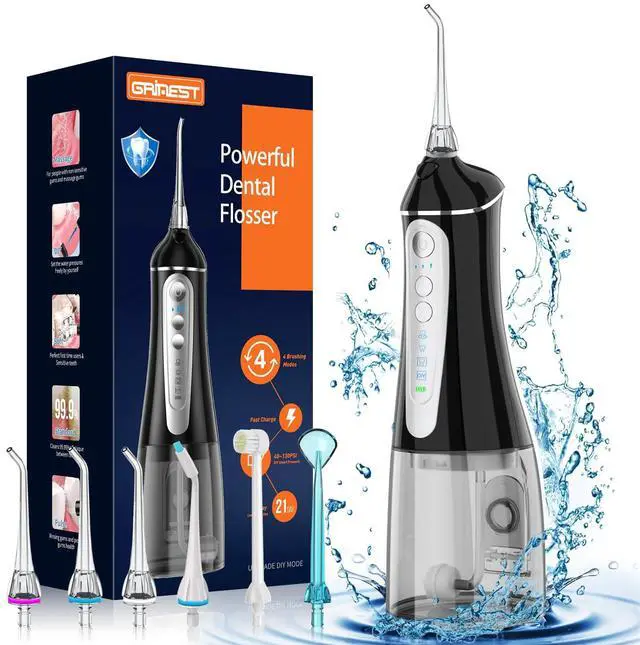 Main image of Water Dental flosser for Teeth Cleaning - Rechargeable Cordless Oral Irrigator 4 Modes 6 Tips IPX 7 Waterproof Portable Teeth Cleaner Pick for Home Trave