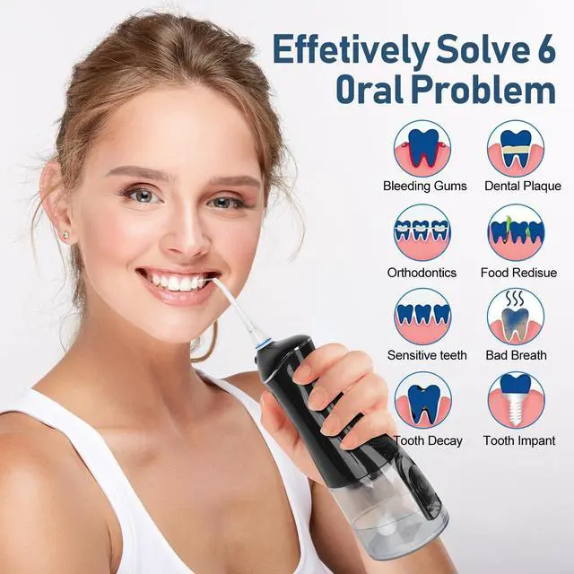 Alt view image 2 of 7 - Water Dental flosser for Teeth Cleaning - Rechargeable Cordless Oral Irrigator 4 Modes 6 Tips IPX 7 Waterproof Portable Teeth Cleaner Pick for Home Trave