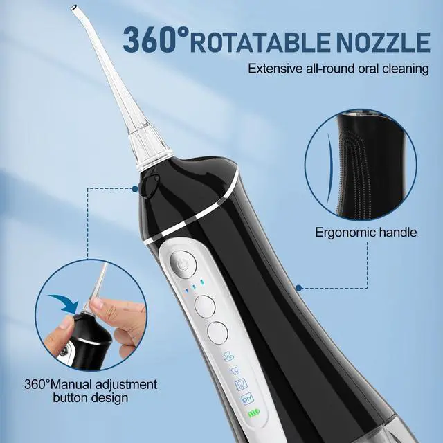 Alt view image 7 of 7 - Water Dental flosser for Teeth Cleaning - Rechargeable Cordless Oral Irrigator 4 Modes 6 Tips IPX 7 Waterproof Portable Teeth Cleaner Pick for Home Trave