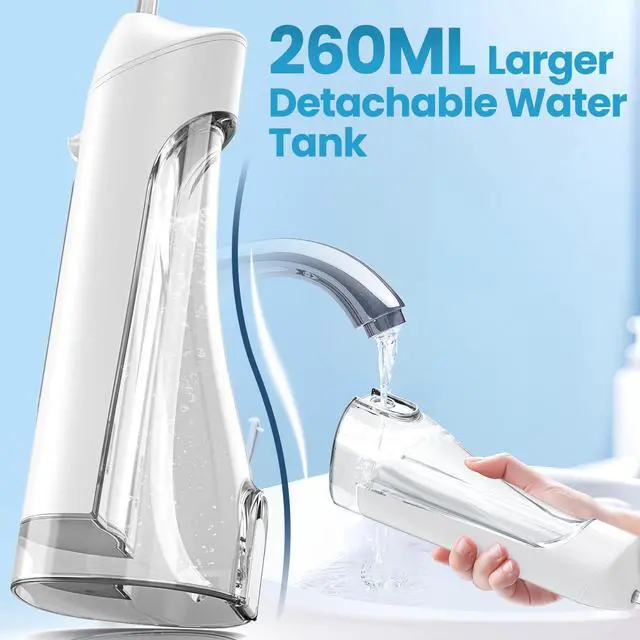 Alt view image 3 of 7 - Water Flosser, Water Dental Flosser Pick for Teeth, IPX7 Waterproof Oral Irrigator, 3 Modes 4 Replaceable Jet Tips, Professional Flossing Cleaning Picks for Home Travel Gums, Braces Care