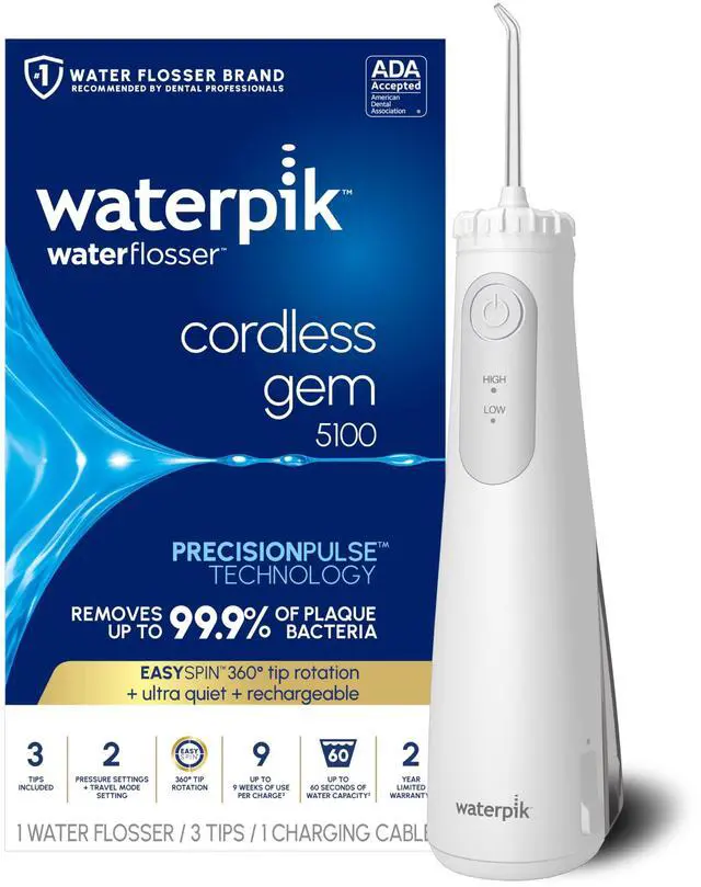 Main image of Cordless Gem 5100 Portable Water Flosser, Rechargeable, White