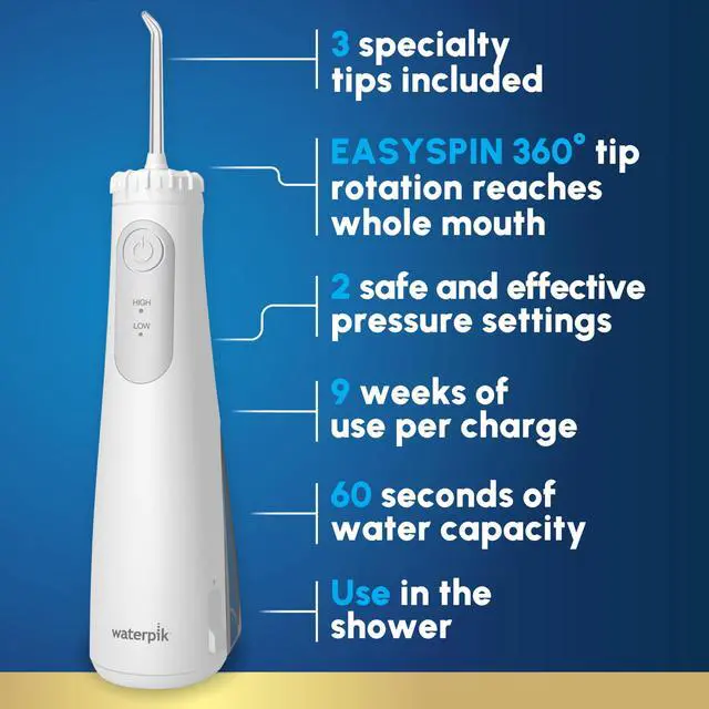 Alt view image 2 of 7 - Cordless Gem 5100 Portable Water Flosser, Rechargeable, White
