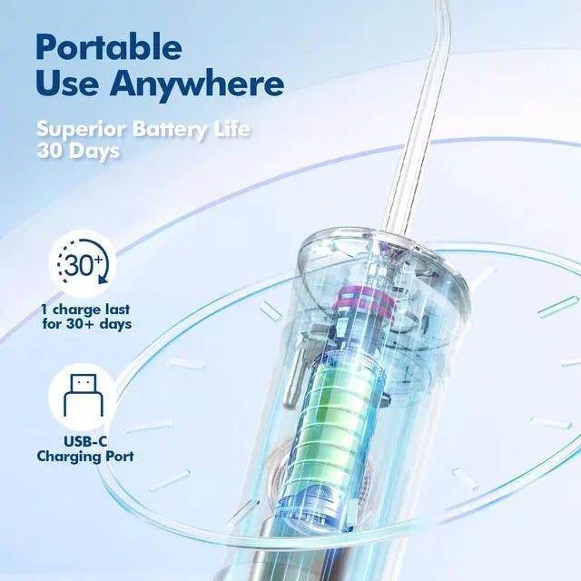 Alt view image 6 of 7 - Mini Portable Water Flosser for Travel, 5 Modes Dental Floss, 6 Tips