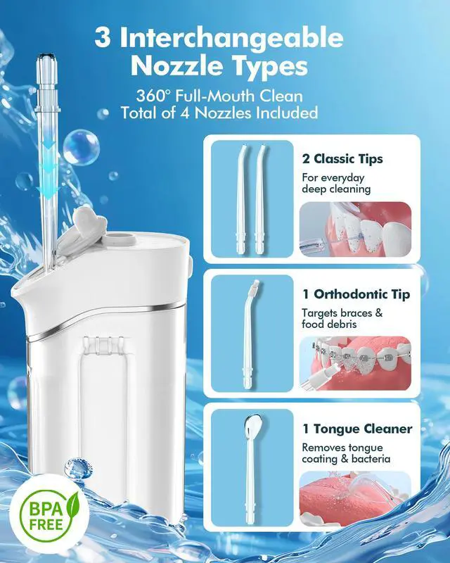 Alt view image 3 of 6 - Water Flosser Travel Mini Cordless Portable: 5 Modes for Brace