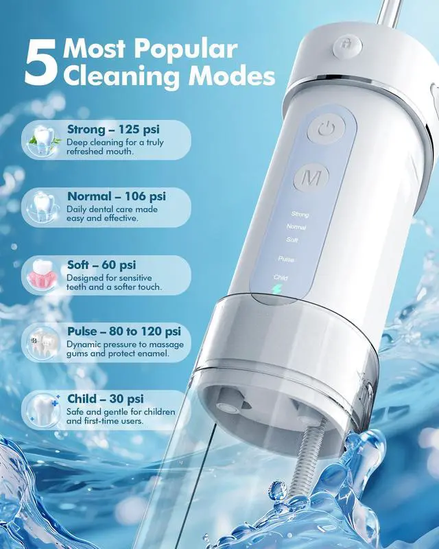 Alt view image 6 of 6 - Water Flosser Travel Mini Cordless Portable: 5 Modes for Brace