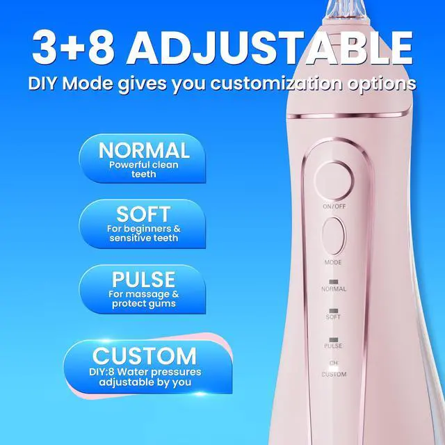 Alt view image 3 of 7 - Water flosser Teeth Picks - Dental Braces Cordless Oral Irrigator Portable Rechargeable Travel Irrigation Cleaner IPX7 Waterproof Electric Professional Flossing Teeth Cleaning for Home