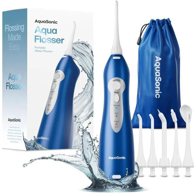 Main image of Water Flosser - Cordless Rechargeable Water Flossers for Teeth Cleaning - Waterproof Aqua Flosser, Portable Oral Irrigator for Dental Cleaning with 5 Jet Tips Braces Home Travel