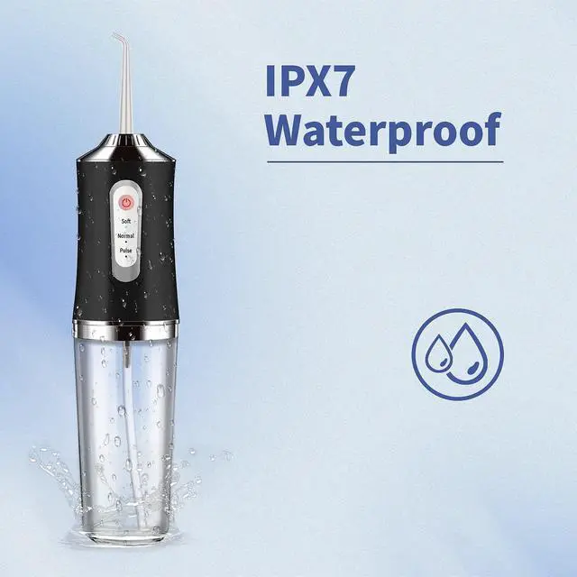 Alt view image 2 of 7 - Water-Flosser-Cordless-Teeth-Cleaner Water Dental Flosser with 3 Modes 4 Jets Rechargeable IPX7 Waterproof for Travel Home Braces(Black)
