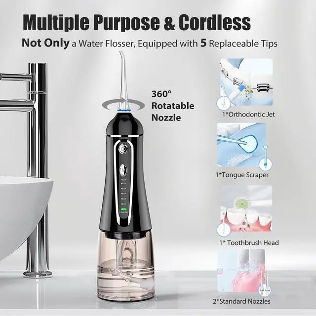 Alt view image 3 of 7 - Cordless Water Flosser for Teeth, Rechargeable Oral Irrigator