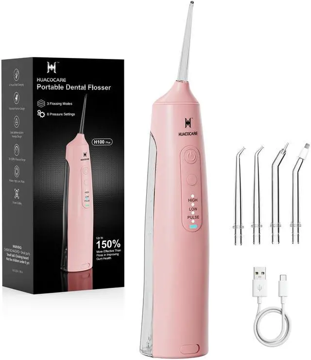 Main image of Cordless Water Flosser - 6 Pressure Settings with 3 Modes, 220ml Compact Ergonomic Design, 30 Days Long Battery, IPX7 Waterproof Portable Oral Irrigator for Teeth, Gums & Braces (Pink)