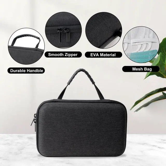 Alt view image 3 of 7 - Water Flosser Travel Case, Portable Cordless Oral Irrigator Travel Organizer with Handle, Hard Eva Storage Bag for Flosser, Electric Toothbrush, Toothpaset and Irrigator Accessories (Black)