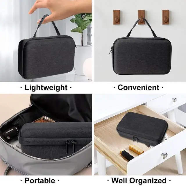 Alt view image 5 of 7 - Water Flosser Travel Case, Portable Cordless Oral Irrigator Travel Organizer with Handle, Hard Eva Storage Bag for Flosser, Electric Toothbrush, Toothpaset and Irrigator Accessories (Black)