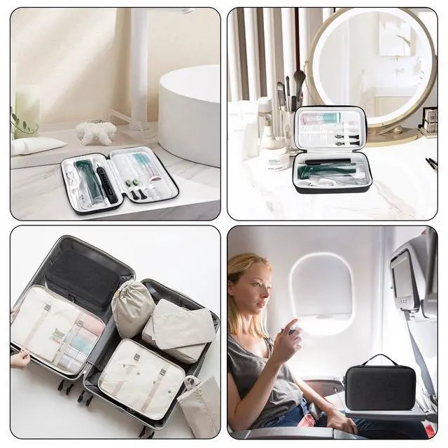 Alt view image 6 of 7 - Water Flosser Travel Case, Portable Cordless Oral Irrigator Travel Organizer with Handle, Hard Eva Storage Bag for Flosser, Electric Toothbrush, Toothpaset and Irrigator Accessories (Black)