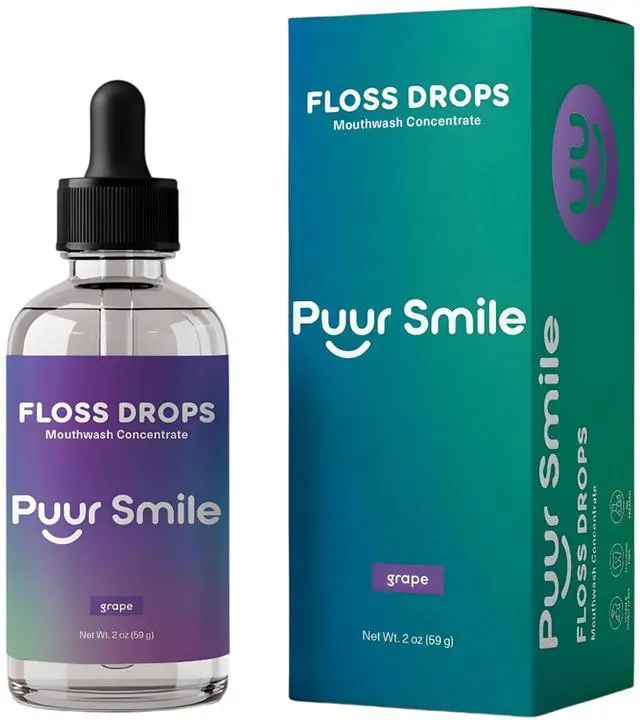 Main image of Concentrated Floss Drop Serum 2oz Concentrated Mouth Wash to Use in Water Flosser | Natural Essentials Promotes Good Breath | Organic Drop Provides Good Oral Health (Grape Flavor)