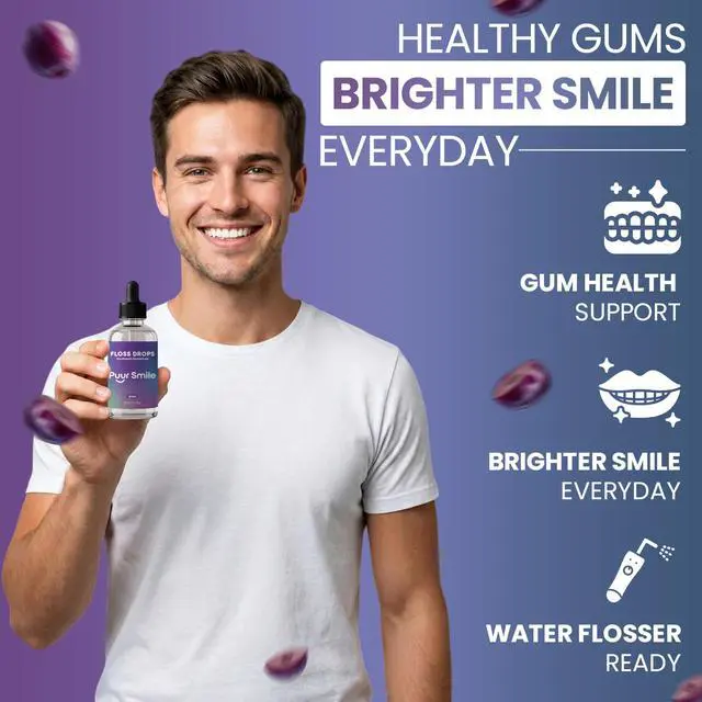 Alt view image 6 of 7 - Concentrated Floss Drop Serum 2oz Concentrated Mouth Wash to Use in Water Flosser | Natural Essentials Promotes Good Breath | Organic Drop Provides Good Oral Health (Grape Flavor)