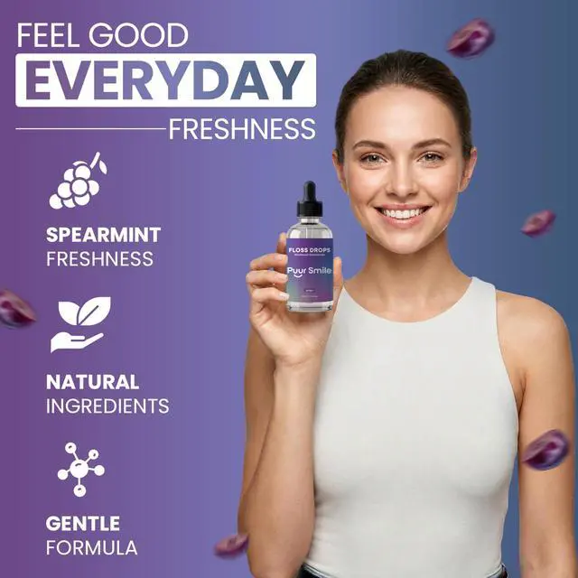 Alt view image 7 of 7 - Concentrated Floss Drop Serum 2oz Concentrated Mouth Wash to Use in Water Flosser | Natural Essentials Promotes Good Breath | Organic Drop Provides Good Oral Health (Grape Flavor)
